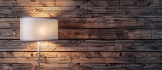 Close up of lamp on wooden wall with background