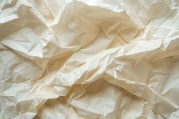 Soft Beige White Tissue Paper Texture Background with Crumpled Folds and Creases