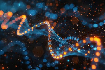 Futuristic 3D DNA Molecules on Glowing Medical Science Background, Genetic Research