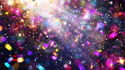 Make your special occasion even more memorable with this colorful and dynamic background of confetti and sparkling lights.