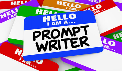 Hello I Am a Prompt Writer Generative AI Artificial Intelligence Name Tag 3d Illustration