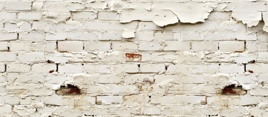 A weathered brick wall with numerous holes