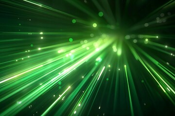 Fototapeta na wymiar Futuristic green glowing neon lines with high speed motion effect, abstract technology background, digital art