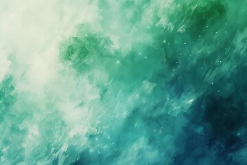  Abstract blue green watercolor background with grainy noise texture and shining light effects, digital painting