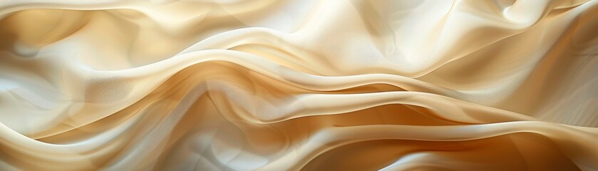 Silky Smooth Cream Fabric Waves on Neutral Background for Luxury Concept