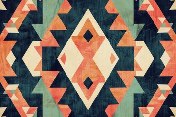 Naklejka premium Aztec inspired geometric pattern, bold shapes, earthy color palette