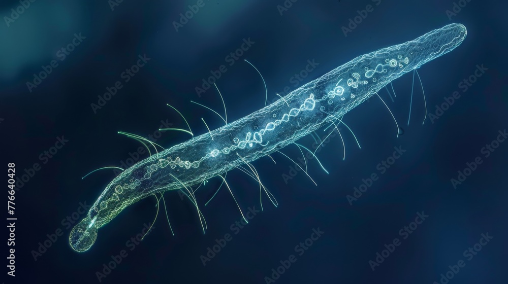 Poster a microscopic view of a protozoan s flagella capturing the intricate movement and coordination of th