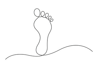 Bare foot in one continuous line drawing of concept doodle style vector illustration.