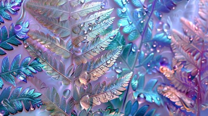 Magical garden in different gemstones, each with dewdrops of pure diamond, all shimmering against a soft, metallic silver mist created with Generative AI Technology