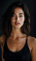 beautiful model long hair big lips beauty