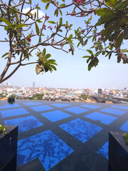 Fototapeta premium Nice view from the above of Sun & Moon Hotel, Chbar Ampov district, Phnom Penh
