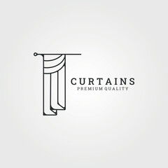 curtains line art vector vintage logo for company, icon illustration sign and symbol