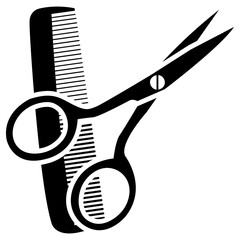comb and scissor icon, simple vector design - obrazy, fototapety, plakaty