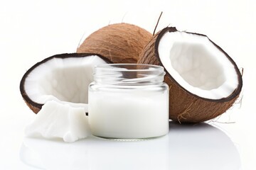 Coconut oil. Background with selective focus and copy space