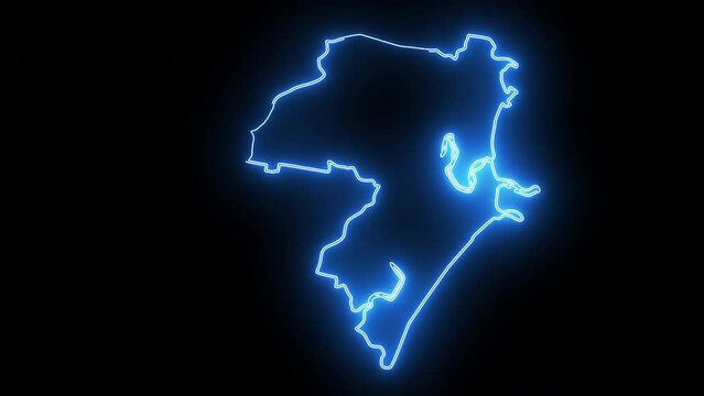 map of Coffs Harbor in australia with glowing neon effect