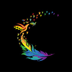 Obraz premium abstract vector illustration of colorful bird with feather