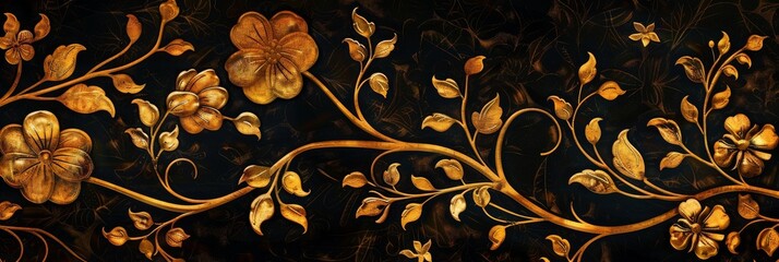 Medieval gardens where each flower, from roses to lilies, is outlined in gold or silver, capturing the luxurious detail of illuminated manuscripts created with Generative AI Technology - obrazy, fototapety, plakaty