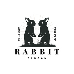 Rabbit logo design cute bunny simple animal silhouette illustration template