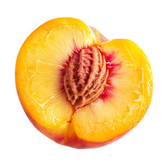 Peaches, Juicy slice, studio short, colorful , isolated on pure white background 