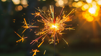 Obraz premium party sparkler on blurred bokeh background