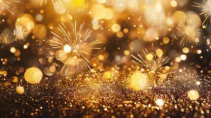 Fireworks and bokeh background for Happy New Year and Merry Christmas