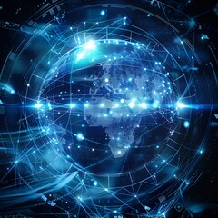 Obraz premium Global Connectivity: Glowing Holographic Globe and Digital Infrastructure