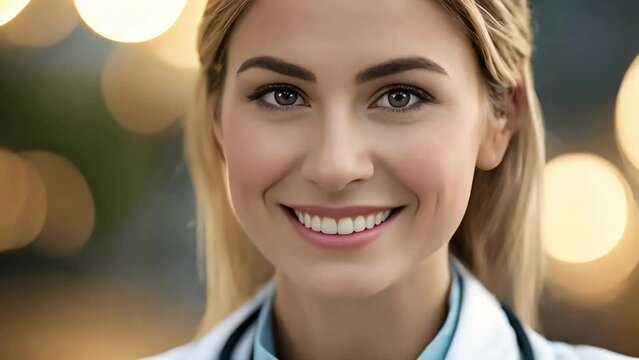 doctor smilling, hospital blurred background, healthcare team, medical, doctors videos, medical videos, youtube videos, asmr videos, calming videos, stock videos, people stock videos	