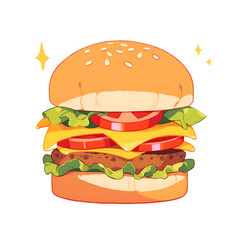 hamburger on white background, Generative AI 