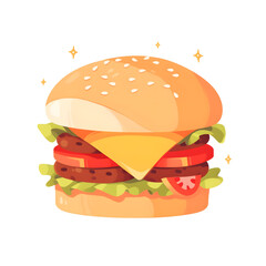 hamburger on white background, Generative AI 