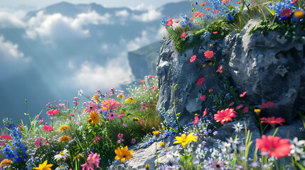 Wildflowers clinging to the edge of a cliff