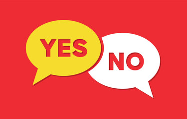 Yes or No and Speech Bubbles with Copy Space On Red Cardboard Background
