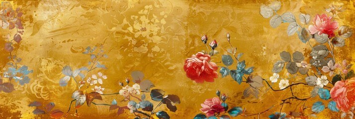 Medieval gardens where each flower, from roses to lilies, is outlined in gold or silver, capturing the luxurious detail of illuminated manuscripts created with Generative AI Technology - obrazy, fototapety, plakaty