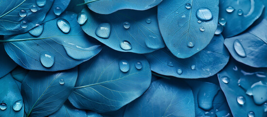 rain drops on the blue leaves