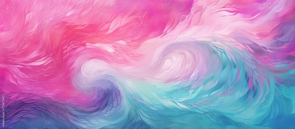 Aufkleber vibrant and dynamic abstract artwork featuring a mesmerizing swirl of pink and blue colors, creating
