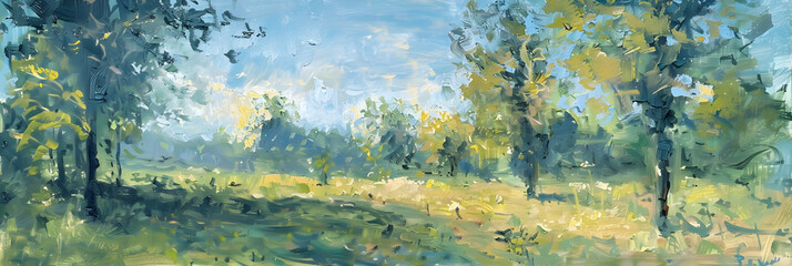 Impressionist-Style Panorama: The Serene Embroidery of Nature's Palette