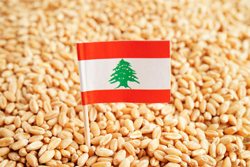 Lebanon flag on grain wheat, trade export and economy concept.