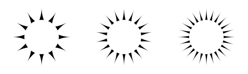 Sunburst patterns – Decorative suns isolated on transparent background – Simple elements for designs