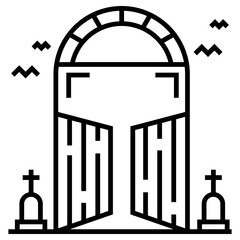 cemetery gate icon, simple vector design