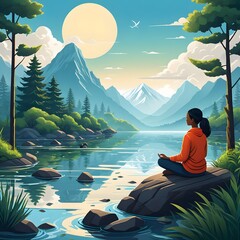 Create an illustration of someone finding moments of peace and tranquility amidst chaos and turmoil. Show how mindfulness and inner calm can be found even in the busiest of environments.