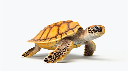 Obraz premium Cute sea turtle is walking isolated on white background.