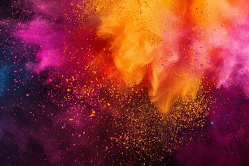 Explosion of vibrant holi powder paint colors, abstract festival background illustration - obrazy, fototapety, plakaty