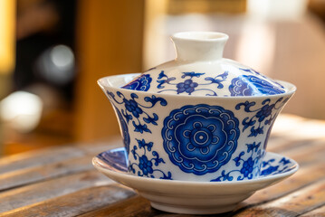 Blue and white porcelain tea cup - 776686679