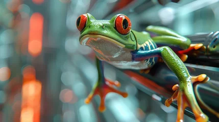 Foto auf Acrylglas Frog Innovation Hub, Creative visuals featuring frogs to represent innovation, creativity, and technology advancements © jamrut