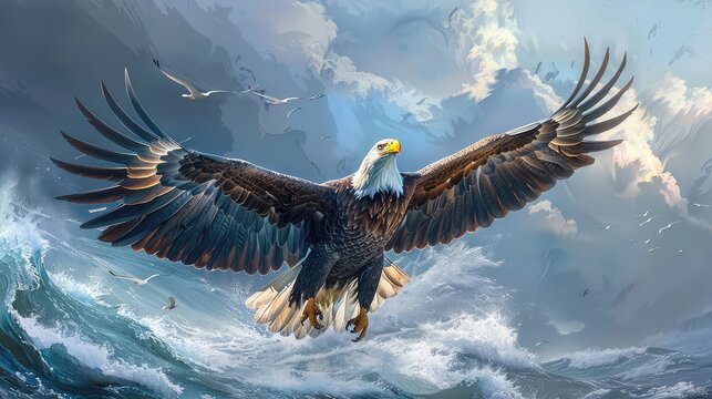 Eagle Vision and Leadership, Majestic illustrations depicting eagles as symbols of vision, leadership, and excellence