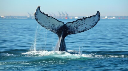 Fototapeta premium Whale Watching Tours, Stunning photographs capturing whales in their natural habitats, promoting whale watching tours, marine excursions, or eco-tourism ventures
