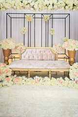 Beautiful wedding stage for malay wedding reception. Detail of wedding stage.