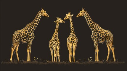 Giraffe Networking, Creative illustrations depicting giraffes connecting with each other, symbolizing networking, communication, and collaboration
