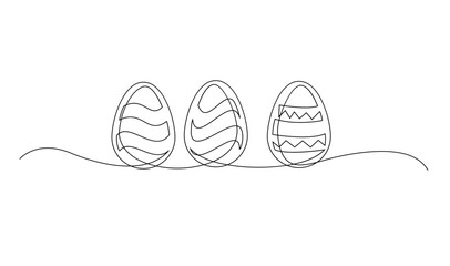 One continuous line drawing of Easter eggs illustration