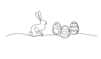 One continuous line drawing of Easter eggs illustration