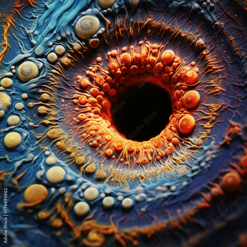 Poster a close-up of a very colorful and detailed texture. generative ai.